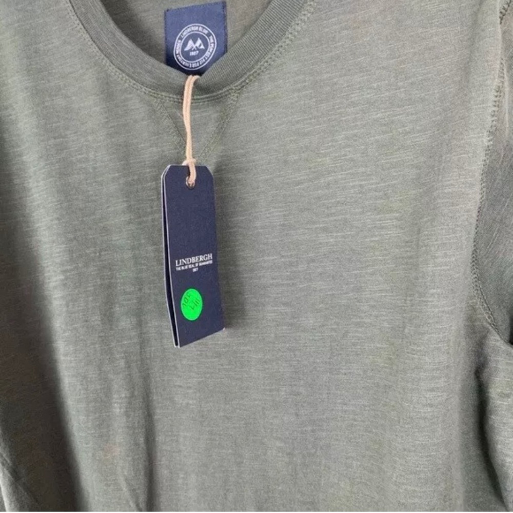 Lindbergh | Hunter Green Long Sleeve Crew Neck Tee - Picture 7 of 7